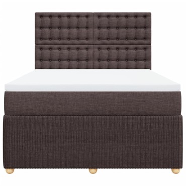 vidaXL Κρεβάτι Boxspring με Στρώμα Σκούρο Καφέ 160x200 εκ Υφασμάτινο