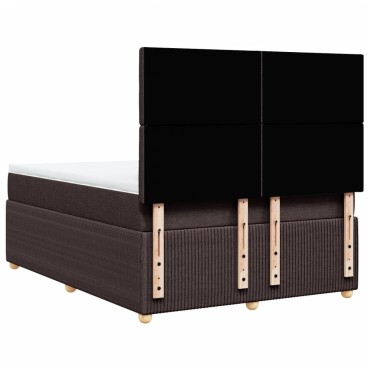 vidaXL Κρεβάτι Boxspring με Στρώμα Σκούρο Καφέ 160x200 εκ Υφασμάτινο