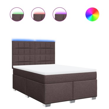 vidaXL Κρεβάτι Boxspring με Στρώμα Σκούρο Καφέ 160x200 εκ Υφασμάτινο