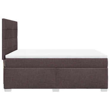 vidaXL Κρεβάτι Boxspring με Στρώμα Σκούρο Καφέ 160x200 εκ Υφασμάτινο
