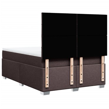 vidaXL Κρεβάτι Boxspring με Στρώμα Σκούρο Καφέ 160x200 εκ Υφασμάτινο