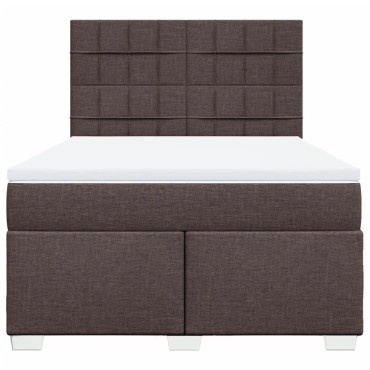 vidaXL Κρεβάτι Boxspring με Στρώμα Σκούρο Καφέ 160x200 εκ Υφασμάτινο