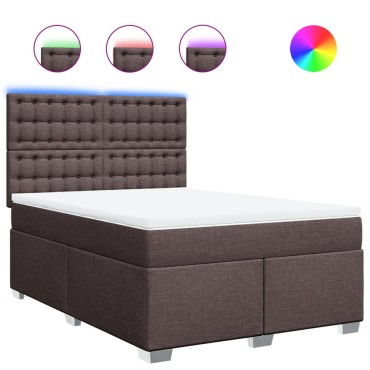 vidaXL Κρεβάτι Boxspring με Στρώμα Σκούρο Καφέ 160x200 εκ Υφασμάτινο