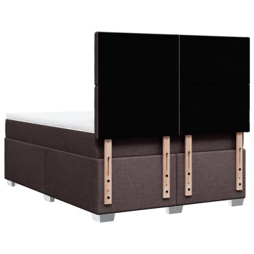 vidaXL Κρεβάτι Boxspring με Στρώμα Σκούρο Καφέ 160x200 εκ Υφασμάτινο