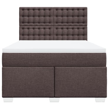 vidaXL Κρεβάτι Boxspring με Στρώμα Σκούρο Καφέ 160x200 εκ Υφασμάτινο