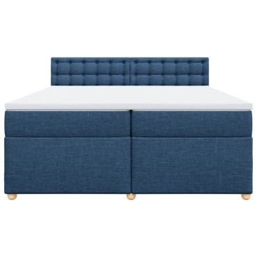 vidaXL Κρεβάτι Boxspring με Στρώμα Μπλε 200x200 εκ. Υφασμάτινο