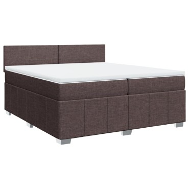 vidaXL Κρεβάτι Boxspring με Στρώμα Σκούρο Καφέ 200x200cm Υφασμάτινο 1 τεμ. - Διπλό