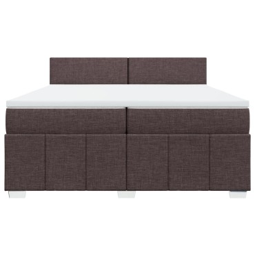 vidaXL Κρεβάτι Boxspring με Στρώμα Σκούρο Καφέ 200x200cm Υφασμάτινο 1 τεμ. - Διπλό