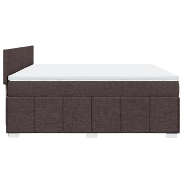 vidaXL Κρεβάτι Boxspring με Στρώμα Σκούρο Καφέ 200x200cm Υφασμάτινο 1 τεμ. - Διπλό