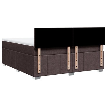 vidaXL Κρεβάτι Boxspring με Στρώμα Σκούρο Καφέ 200x200cm Υφασμάτινο 1 τεμ. - Διπλό