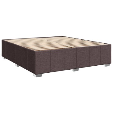 vidaXL Κρεβάτι Boxspring με Στρώμα Σκούρο Καφέ 200x200cm Υφασμάτινο 1 τεμ. - Διπλό
