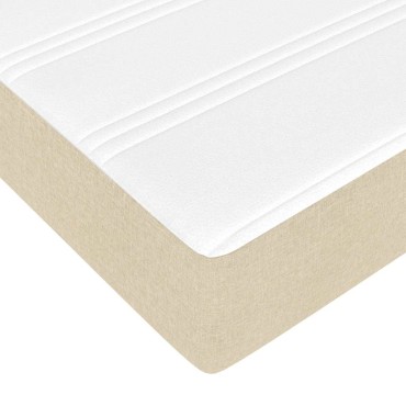 vidaXL Οθωμανικό Κρεβάτι με Στρώμα Κρέμα 160x200cm Ύφασμα