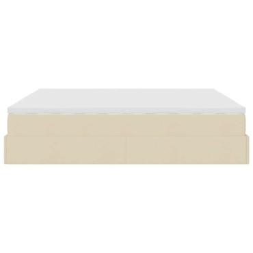 vidaXL Οθωμανικό Κρεβάτι με Στρώμα Κρέμα 160x200cm Ύφασμα