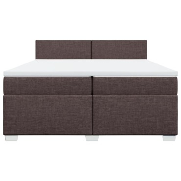 vidaXL Κρεβάτι Boxspring με Στρώμα Σκούρο Καφέ 200x200 εκ. Υφασμάτινο