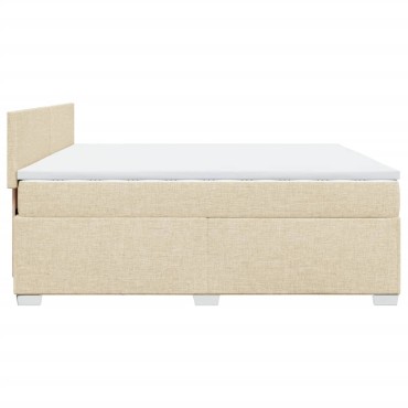 vidaXL Κρεβάτι Boxspring με Στρώμα Κρεμ 200x200cm Υφασμάτινο 1 τεμ. - Διπλό