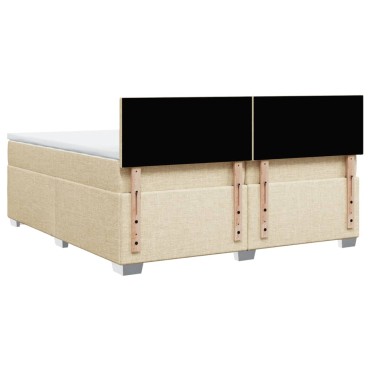 vidaXL Κρεβάτι Boxspring με Στρώμα Κρεμ 200x200cm Υφασμάτινο 1 τεμ. - Διπλό
