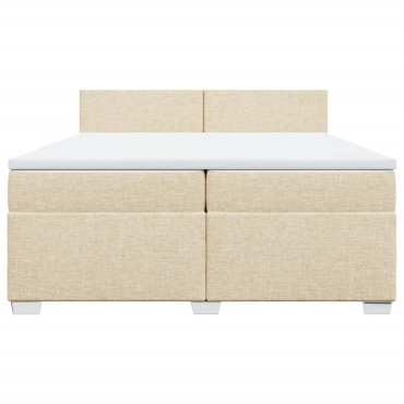 vidaXL Κρεβάτι Boxspring με Στρώμα Κρεμ 200x200cm Υφασμάτινο 1 τεμ. - Διπλό