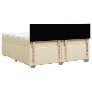 vidaXL Κρεβάτι Boxspring με Στρώμα Κρεμ 200x200cm Υφασμάτινο 1 τεμ. - Διπλό