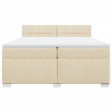 vidaXL Κρεβάτι Boxspring με Στρώμα Κρεμ 200x200cm Υφασμάτινο 1 τεμ. - Διπλό