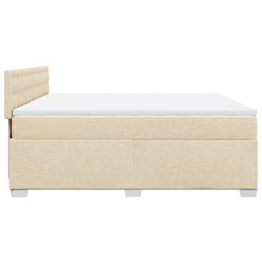 vidaXL Κρεβάτι Boxspring με Στρώμα Κρεμ 200x200cm Υφασμάτινο 1 τεμ. - Διπλό
