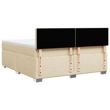 vidaXL Κρεβάτι Boxspring με Στρώμα Κρεμ 200x200cm Υφασμάτινο 1 τεμ. - Διπλό