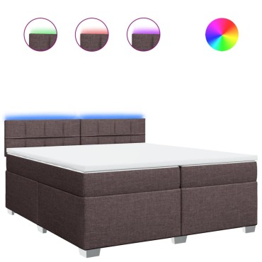 vidaXL Κρεβάτι Boxspring με Στρώμα Σκούρο Καφέ 200x200 εκ. Υφασμάτινο