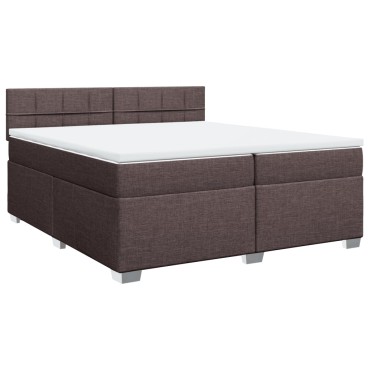 vidaXL Κρεβάτι Boxspring με Στρώμα Σκούρο Καφέ 200x200 εκ. Υφασμάτινο