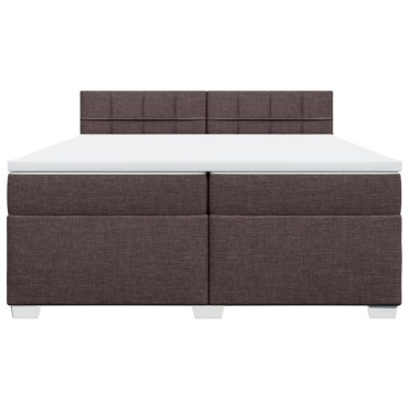 vidaXL Κρεβάτι Boxspring με Στρώμα Σκούρο Καφέ 200x200 εκ. Υφασμάτινο
