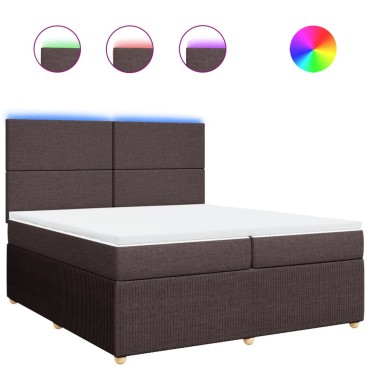 vidaXL Κρεβάτι Boxspring με Στρώμα Σκούρο Καφέ 200x200cm Υφασμάτινο 1 τεμ. - Διπλό