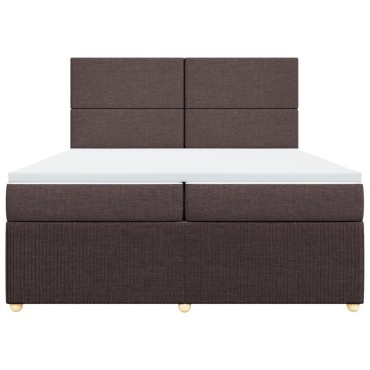 vidaXL Κρεβάτι Boxspring με Στρώμα Σκούρο Καφέ 200x200cm Υφασμάτινο 1 τεμ. - Διπλό