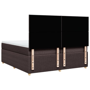 vidaXL Κρεβάτι Boxspring με Στρώμα Σκούρο Καφέ 200x200cm Υφασμάτινο 1 τεμ. - Διπλό