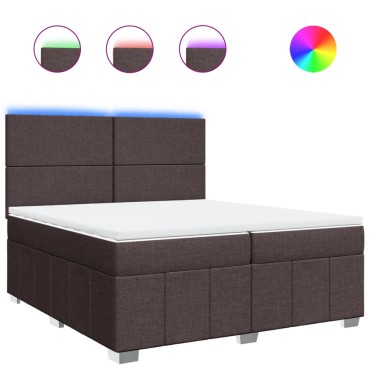 vidaXL Κρεβάτι Boxspring με Στρώμα Σκούρο Καφέ 200x200cm Υφασμάτινο 1 τεμ. - Διπλό