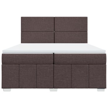 vidaXL Κρεβάτι Boxspring με Στρώμα Σκούρο Καφέ 200x200cm Υφασμάτινο 1 τεμ. - Διπλό