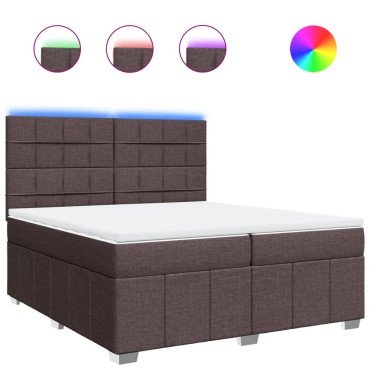 vidaXL Κρεβάτι Boxspring με Στρώμα Σκούρο Καφέ 200x200 εκ. Υφασμάτινο