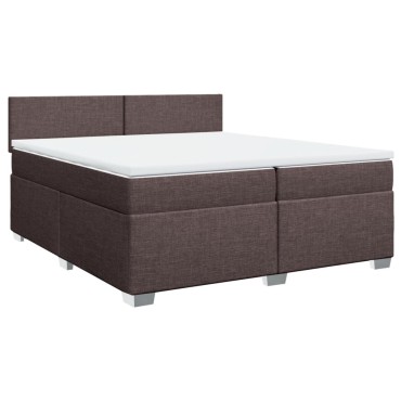 vidaXL Κρεβάτι Boxspring με Στρώμα Σκούρο Καφέ 200x200 εκ. Υφασμάτινο