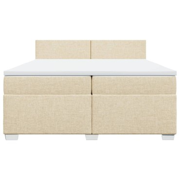 vidaXL Κρεβάτι Boxspring με Στρώμα Κρεμ 200x200cm Υφασμάτινο 1 τεμ. - Διπλό