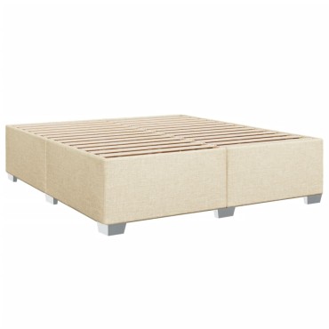 vidaXL Κρεβάτι Boxspring με Στρώμα Κρεμ 200x200cm Υφασμάτινο 1 τεμ. - Διπλό