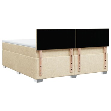 vidaXL Κρεβάτι Boxspring με Στρώμα Κρεμ 200x200cm Υφασμάτινο 1 τεμ. - Διπλό