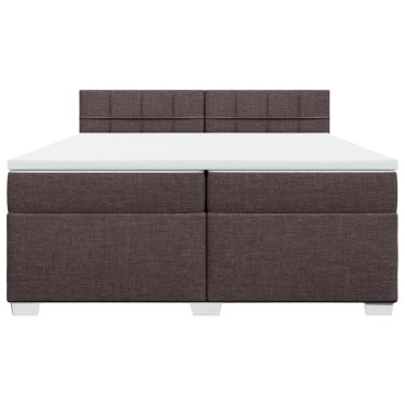 vidaXL Κρεβάτι Boxspring με Στρώμα Σκούρο Καφέ 200x200 εκ. Υφασμάτινο