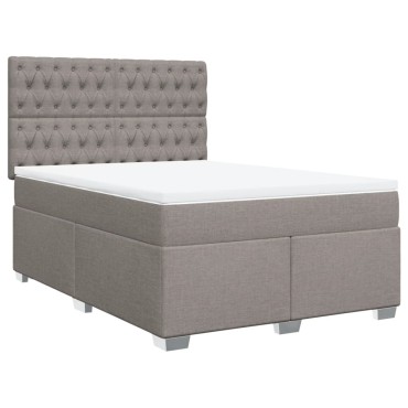 vidaXL Κρεβάτι Boxspring με Στρώμα Taupe 160x200cm Υφασμάτινο 1 τεμ. - Διπλό