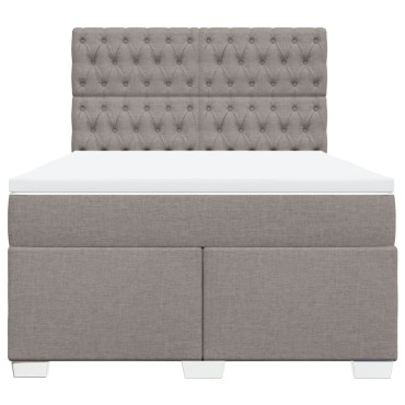 vidaXL Κρεβάτι Boxspring με Στρώμα Taupe 160x200cm Υφασμάτινο 1 τεμ. - Διπλό