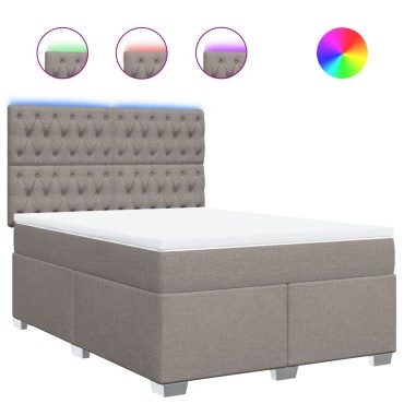 vidaXL Κρεβάτι Boxspring με Στρώμα Taupe 160x200cm Υφασμάτινο 1 τεμ. - Διπλό