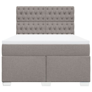 vidaXL Κρεβάτι Boxspring με Στρώμα Taupe 160x200cm Υφασμάτινο 1 τεμ. - Διπλό