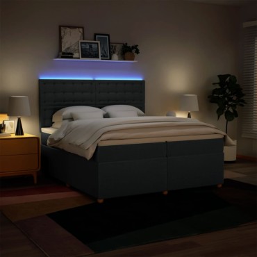 vidaXL Κρεβάτι Boxspring με Στρώμα Μπλε 200x200 εκ. Υφασμάτινο