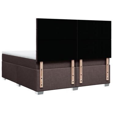 vidaXL Κρεβάτι Boxspring με Στρώμα Σκούρο Καφέ 200x200 εκ. Υφασμάτινο