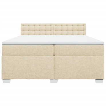 vidaXL Κρεβάτι Boxspring με Στρώμα Κρεμ 200x200 εκ. Υφασμάτινο