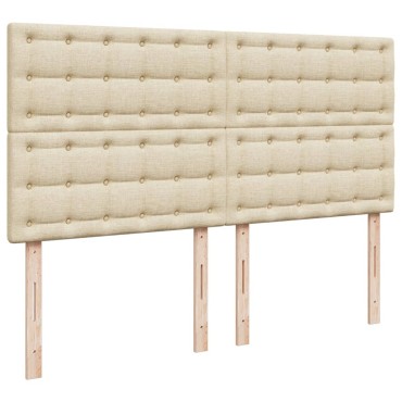 vidaXL Κρεβάτι Boxspring με Στρώμα Κρεμ 200x200cm Υφασμάτινο 1 τεμ. - Διπλό