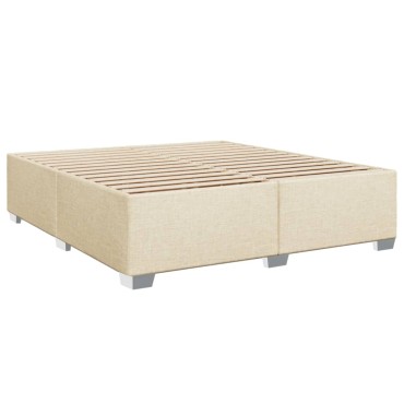 vidaXL Κρεβάτι Boxspring με Στρώμα Κρεμ 200x200cm Υφασμάτινο 1 τεμ. - Διπλό