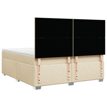 vidaXL Κρεβάτι Boxspring με Στρώμα Κρεμ 200x200cm Υφασμάτινο 1 τεμ. - Διπλό