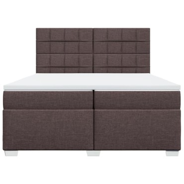 vidaXL Κρεβάτι Boxspring με Στρώμα Σκούρο Καφέ 200x200 εκ. Υφασμάτινο